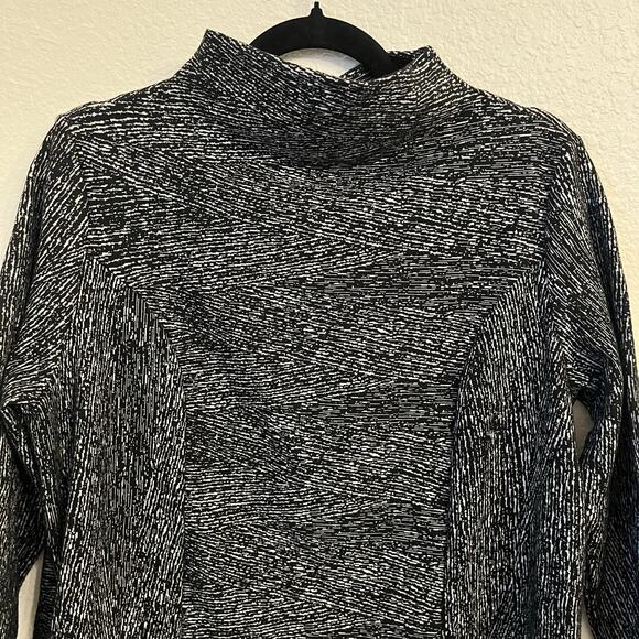 Clara Sun Woo Mock Neck Sweater Medium Tunic Black Pockets Oversized Stretch - Picture 5 of 11